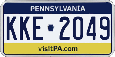 PA license plate KKE2049