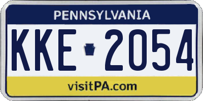 PA license plate KKE2054