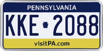 PA license plate KKE2088