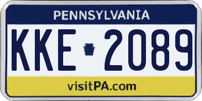 PA license plate KKE2089