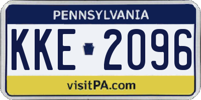 PA license plate KKE2096