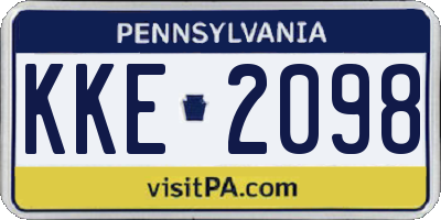 PA license plate KKE2098