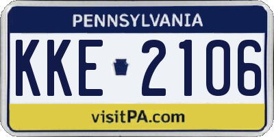 PA license plate KKE2106