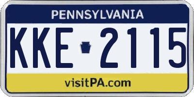PA license plate KKE2115