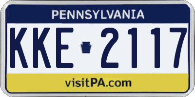 PA license plate KKE2117
