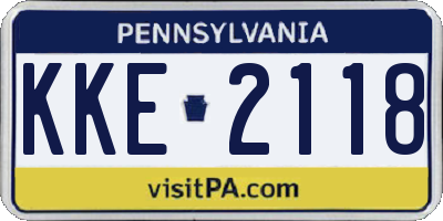 PA license plate KKE2118
