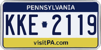 PA license plate KKE2119