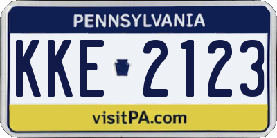 PA license plate KKE2123