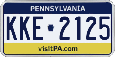 PA license plate KKE2125