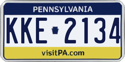 PA license plate KKE2134