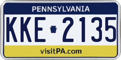 PA license plate KKE2135