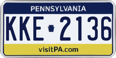 PA license plate KKE2136