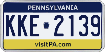 PA license plate KKE2139