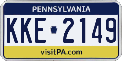 PA license plate KKE2149