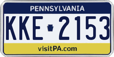 PA license plate KKE2153