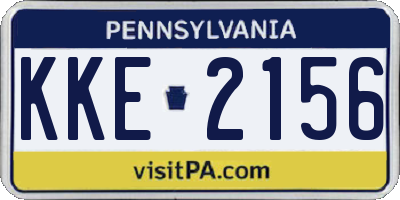 PA license plate KKE2156