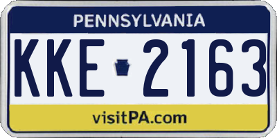 PA license plate KKE2163