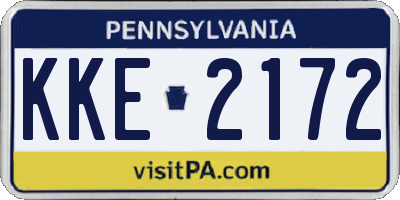 PA license plate KKE2172
