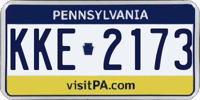 PA license plate KKE2173