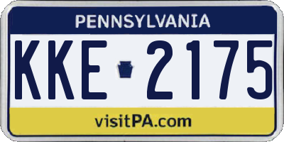PA license plate KKE2175