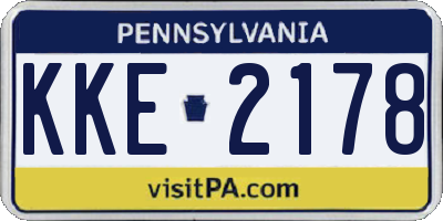 PA license plate KKE2178