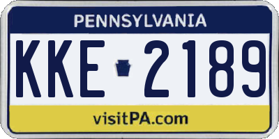PA license plate KKE2189