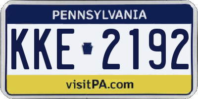 PA license plate KKE2192