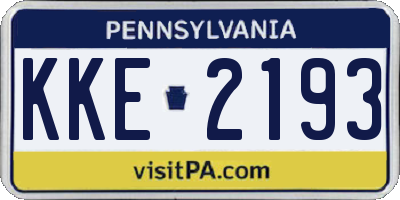 PA license plate KKE2193