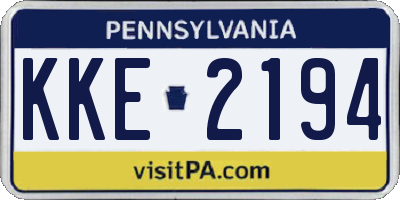 PA license plate KKE2194