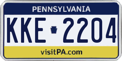 PA license plate KKE2204