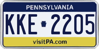 PA license plate KKE2205