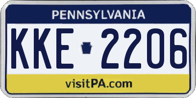 PA license plate KKE2206