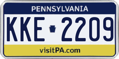 PA license plate KKE2209