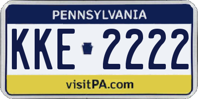 PA license plate KKE2222