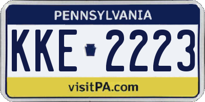 PA license plate KKE2223