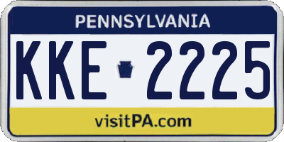 PA license plate KKE2225