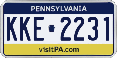 PA license plate KKE2231