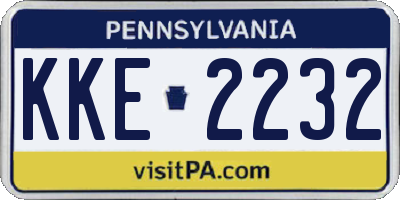 PA license plate KKE2232