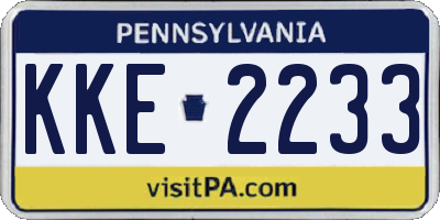 PA license plate KKE2233