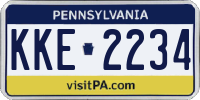 PA license plate KKE2234