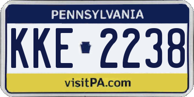 PA license plate KKE2238