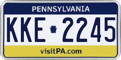 PA license plate KKE2245