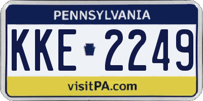 PA license plate KKE2249