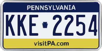 PA license plate KKE2254
