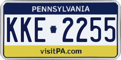 PA license plate KKE2255