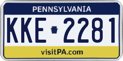 PA license plate KKE2281