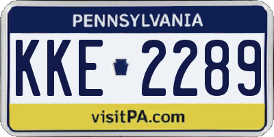 PA license plate KKE2289
