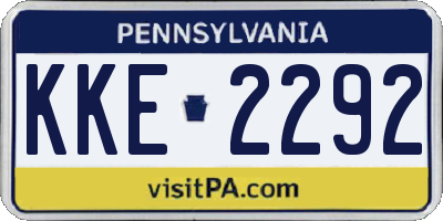 PA license plate KKE2292