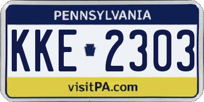 PA license plate KKE2303