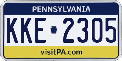PA license plate KKE2305
